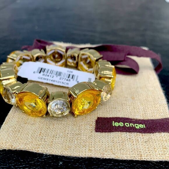 Lee Angel Designer Bracelet – Yellow Crystals, Gold Plated + Gift Pouch - Picture 11 of 11